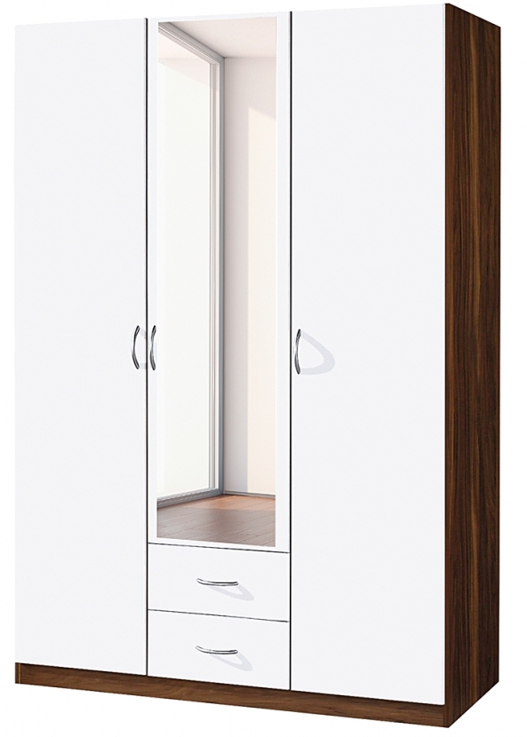 Mobel Select Armoire Portes Tiroirs Avec Tag Res Blanc Et Noyer