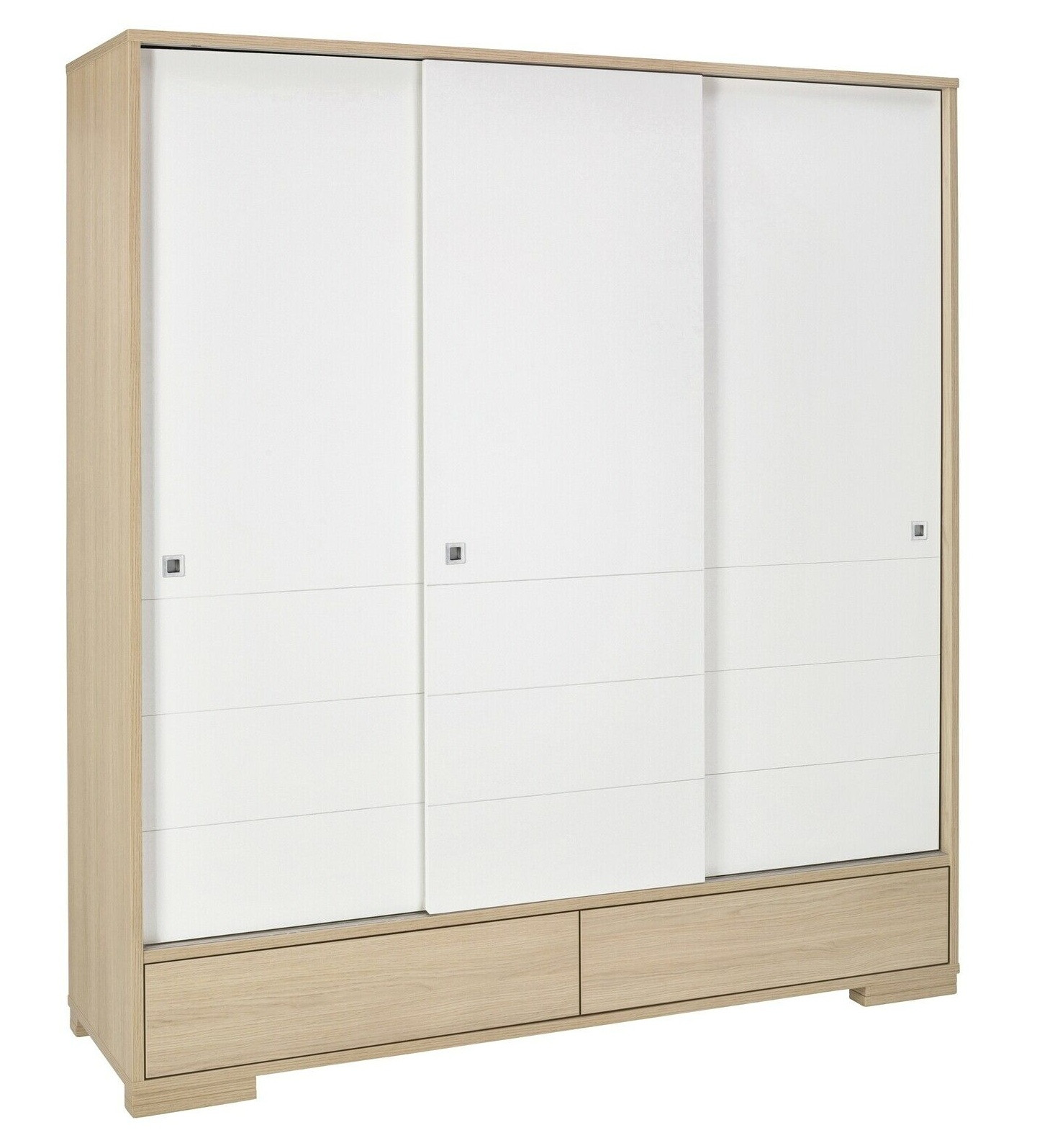 Schardt Armoire Portes Tiroirs Laqu Blanc Et Ch Ne Clair Slide