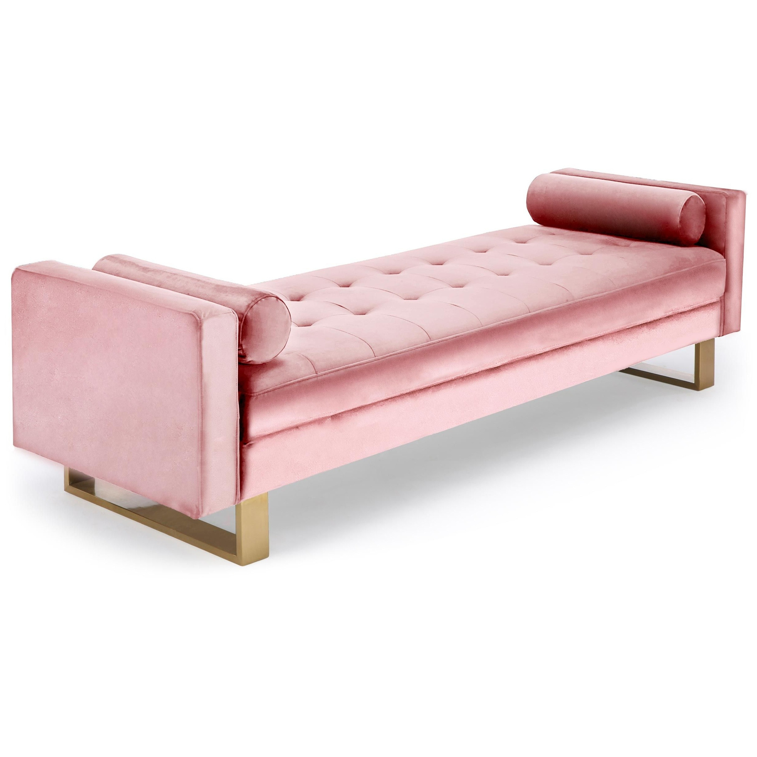 Banquette Velours Rose Et Pieds M Tal Dor Lisha Lestendances Fr