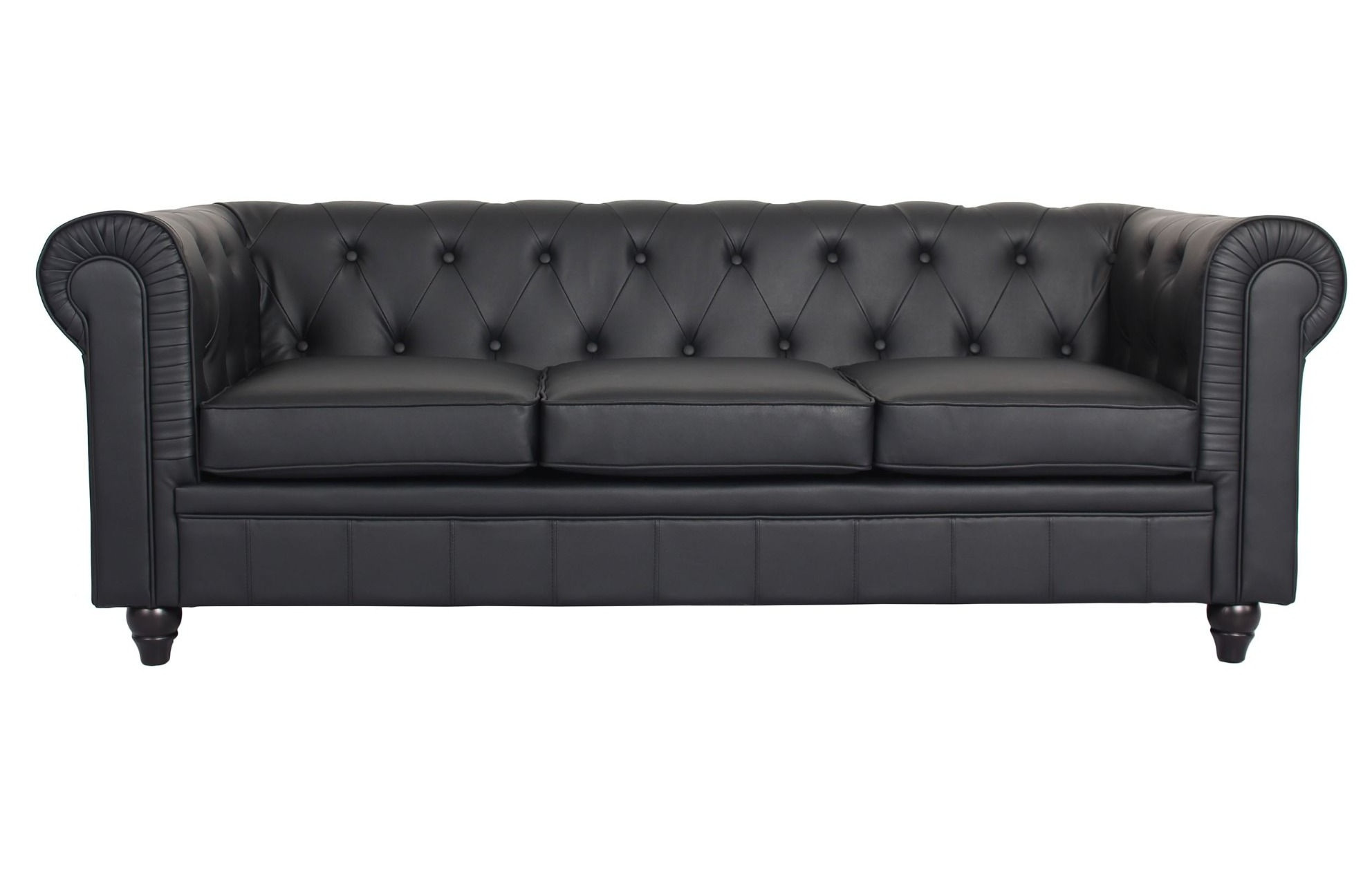 Canapé chesterfield 3 places simili cuir noir Itish LesTendances fr