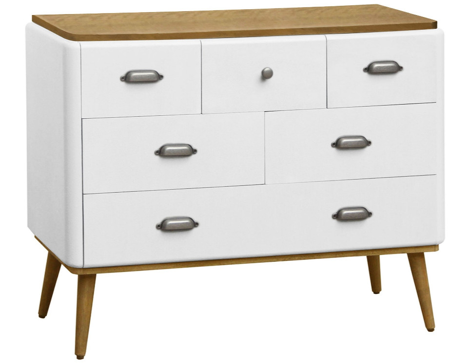 Commode 6 Tiroirs Bois Blanc Et Clair Haziel LesTendances Fr