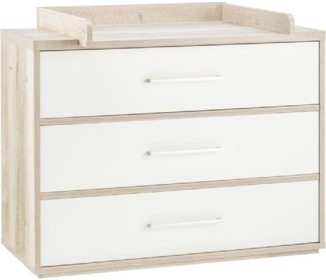 Schardt Commode à langer 3 tiroirs bois blanc et chêne clair Mick