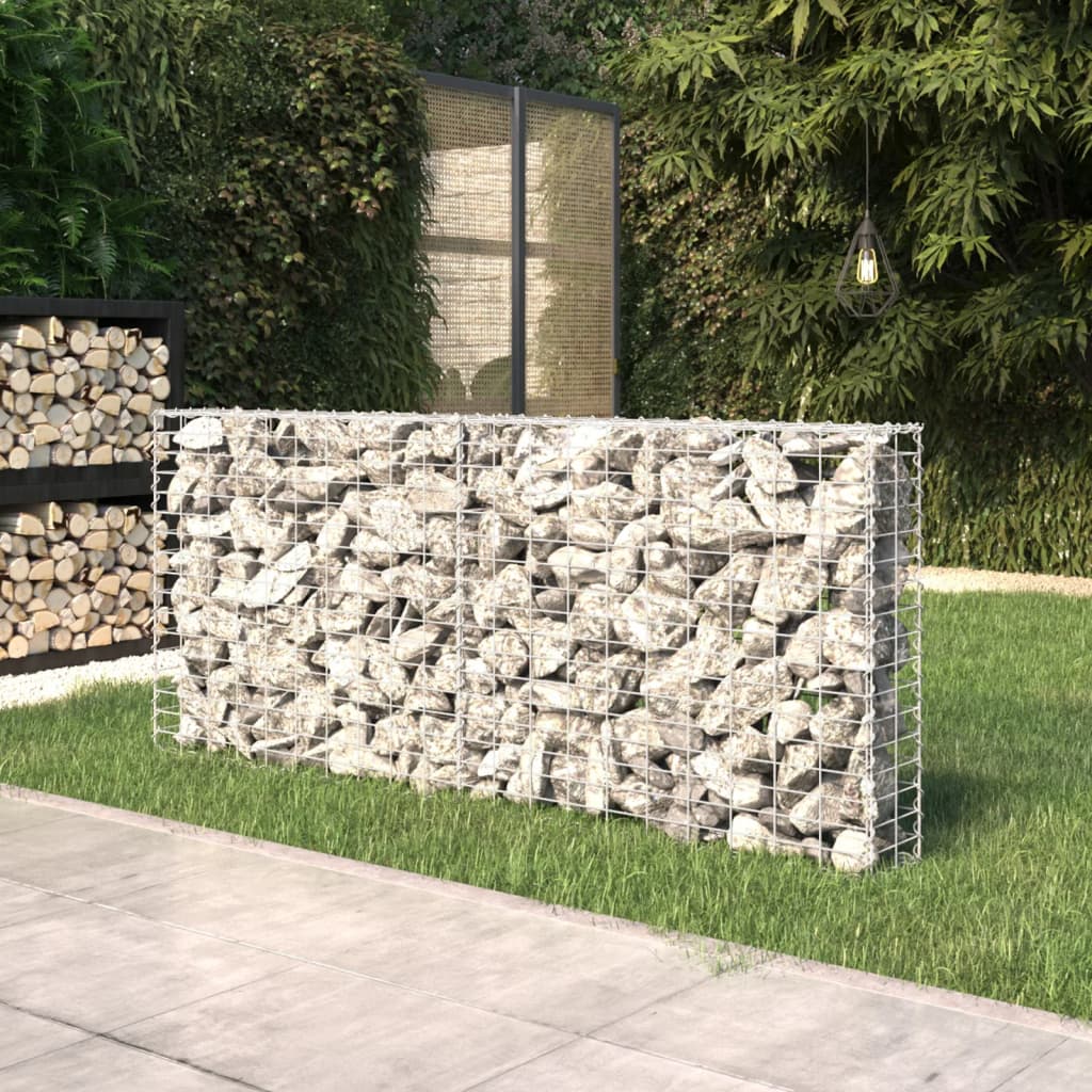 Home Mur à gabion avec couvercles Acier galvanisé 200 x 20 x 85 cm