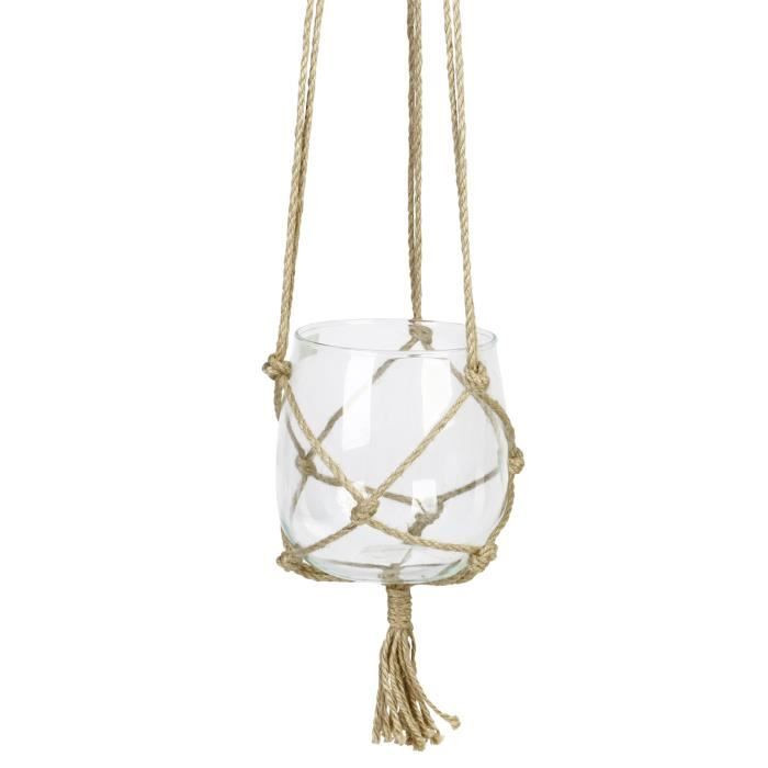 Suspension Boule en verre a suspendre Avec corde en chanvre Ø 15 cm