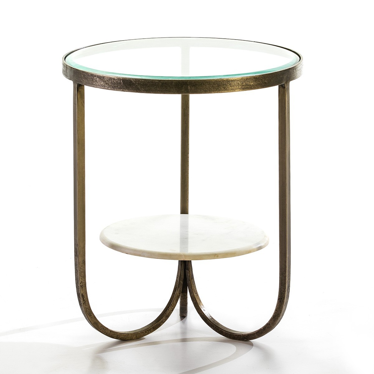 Thai Mobilier Table D Appoint Ronde Plateaux Verre Et Marbre Pieds