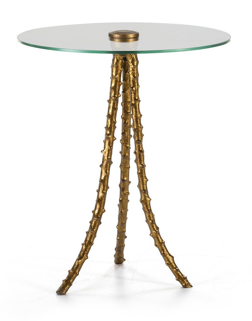 Thai Mobilier Table D Appoint Ronde Verre Tremp Et M Tal Dor Hugos