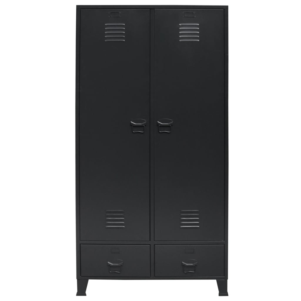 Octane Armoire 2 portes 2 tiroirs métal noir industriel Kibane