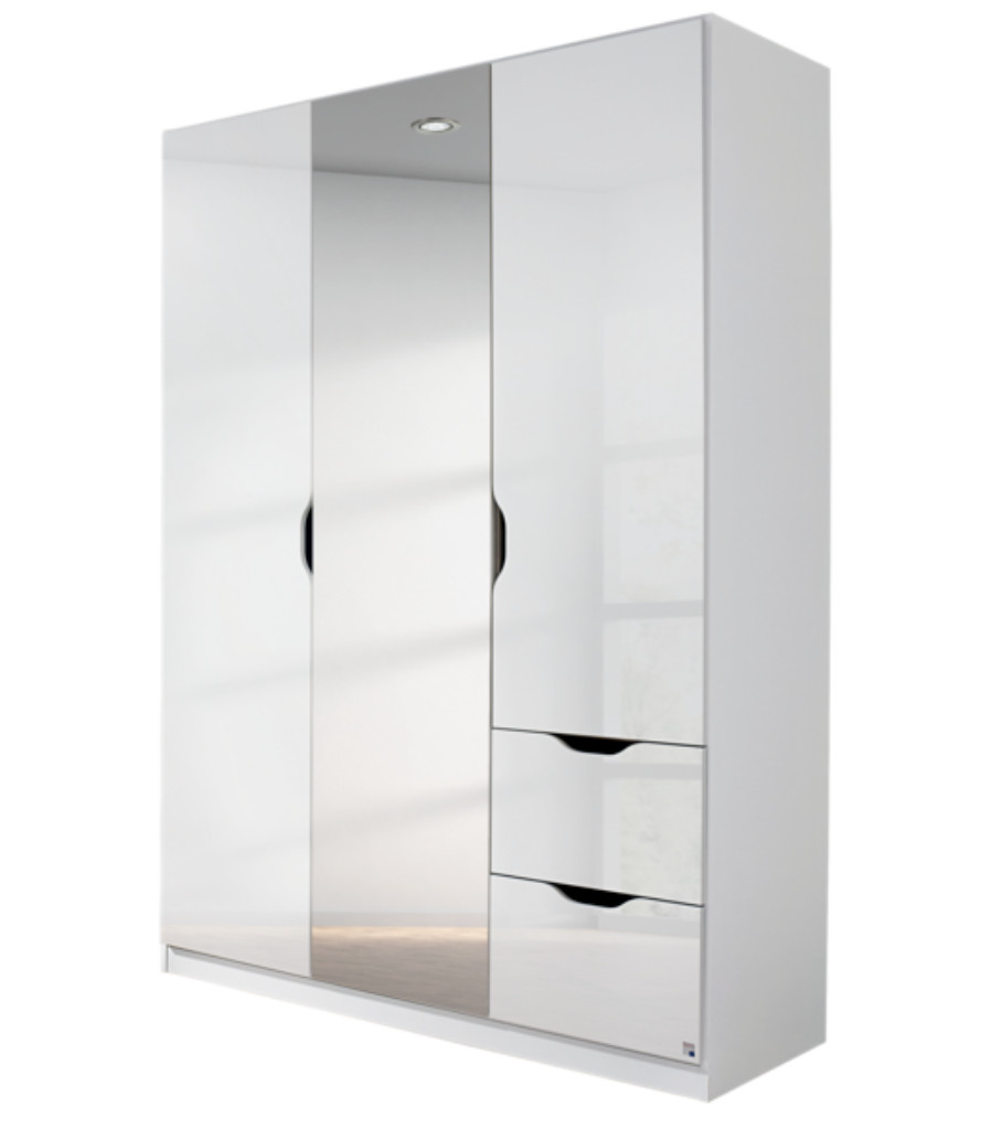 Mobel Select Armoire Blanche Brillante 3 Portes 1 Porte Miroir 2