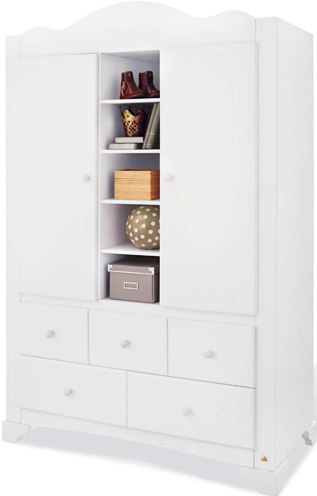 Pinolino Armoire Enfant 2 Portes 5 Tiroirs Pin Massif Blanc Pino Lestendances Fr