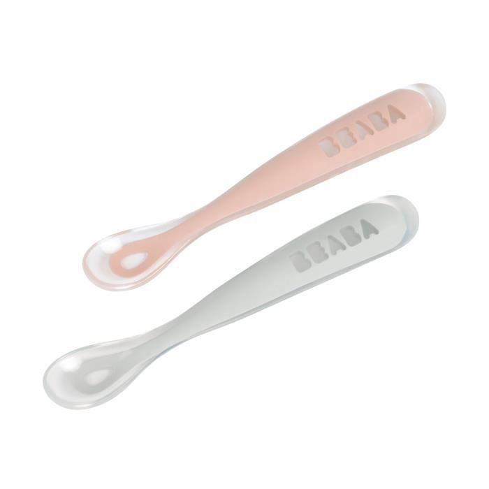 Beaba Lot De 2 Cuilleres 1er Age Silicone Avec Boite De Transport Old Pink Set Lestendances Fr