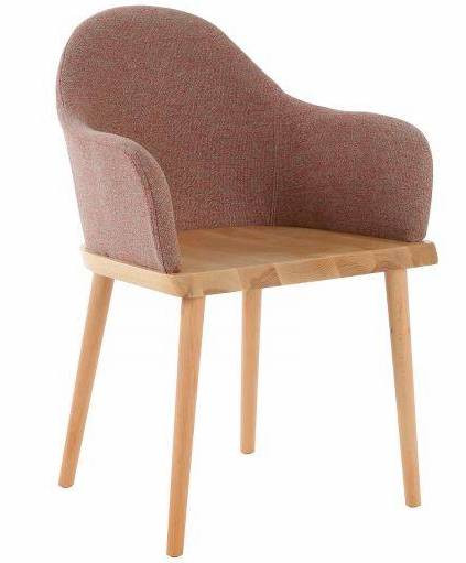 Chaise avec accoudoir bois clair et tissu beige Nordan ...