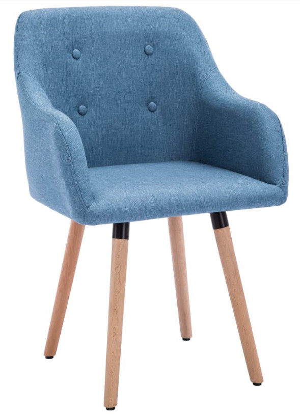 Home  Chaise avec accoudoirs tissu bleu et pieds hêtre clair Revou