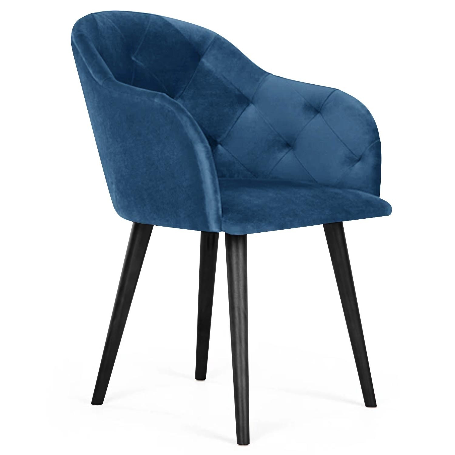 Chaise avec accoudoirs velours bleu Rine  LesTendances.fr