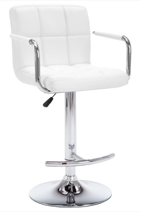 Octane - Chaise de bar avec accoudoirs simili cuir blanc ...