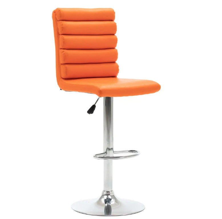 Octane  Chaise de bar simili cuir orange et métal chromé Twin