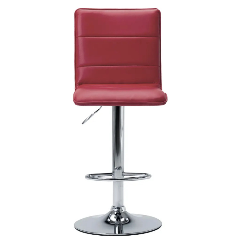 Home  Chaise de bar simili cuir rouge bordeaux et métal chromé Rand