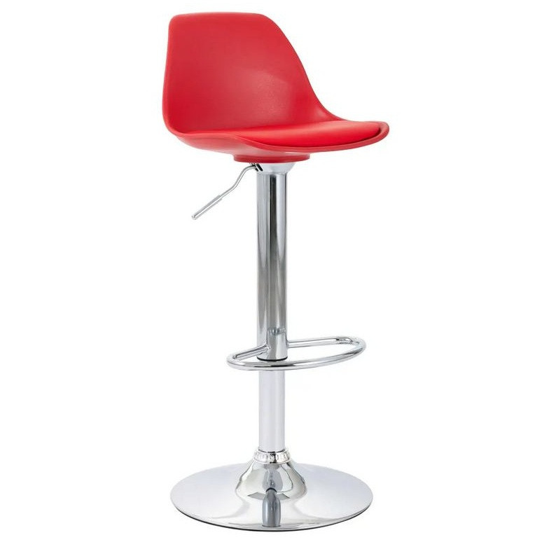 Octane  Chaise de bar simili cuir rouge et pied métal chromé Axis