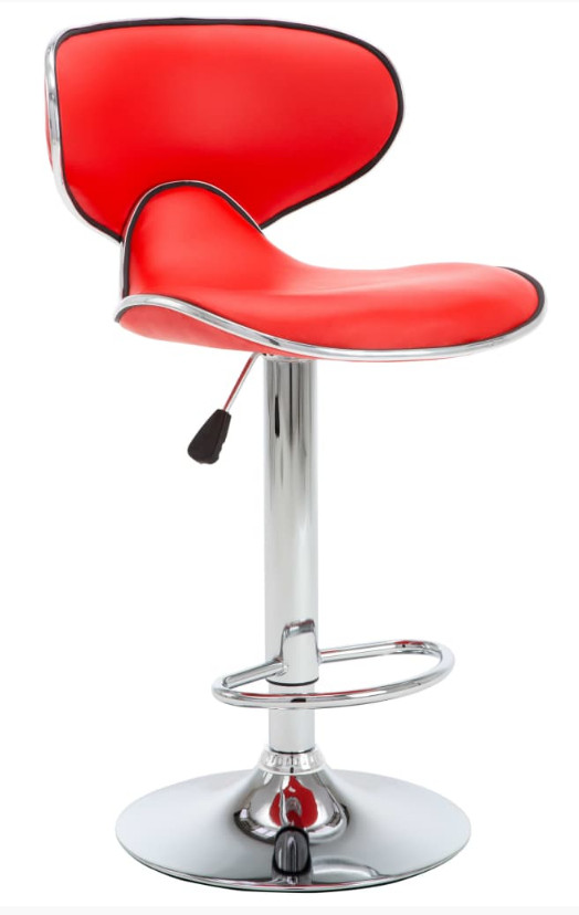 Octane  Chaise de bar simili cuir rouge et pieds métal chromé Our