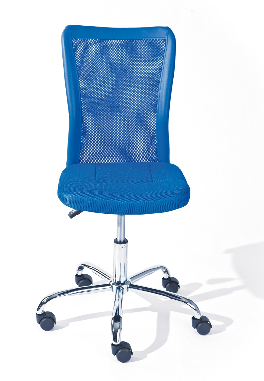 Chaise de bureau bleu et pieds métal chromé Kelly  LesTendances.fr