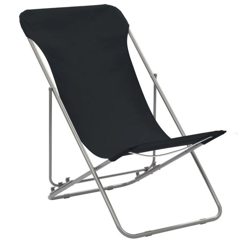 Octane  Chaise de jardin pliante tissu noir et métal Ecio  Lot de 2