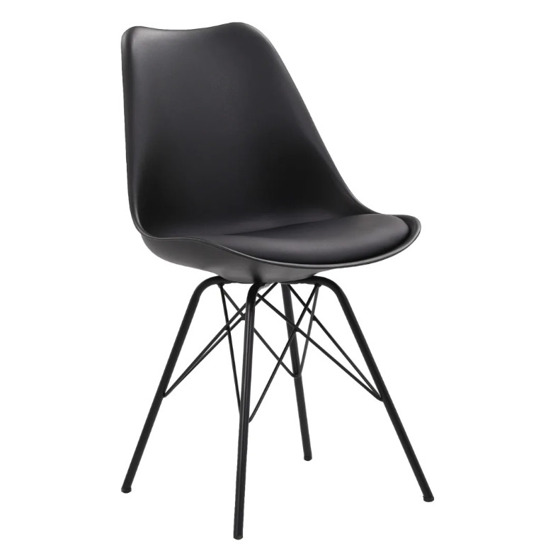 Octane  Chaise de salle à manger simili cuir et pieds métal noir Climb