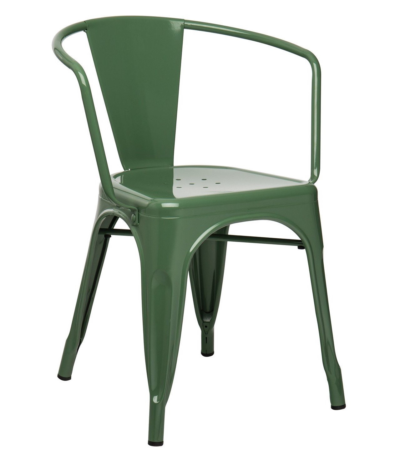 Chaise industrielle avec accoudoirs acier brillant vert platane Kuista