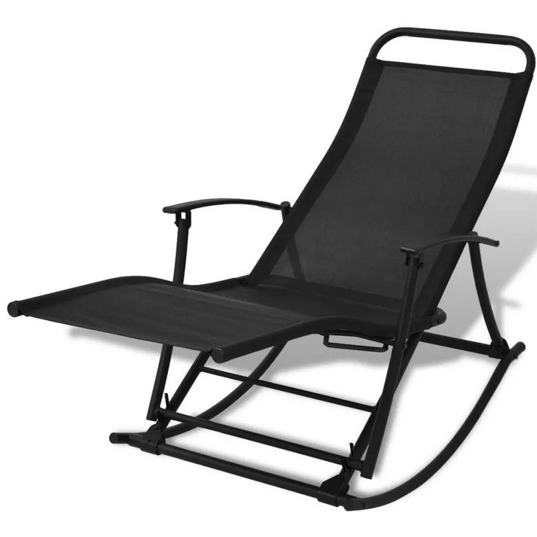 Octane  Chaise longue à bascule pliable textilène et métal noir Nolie
