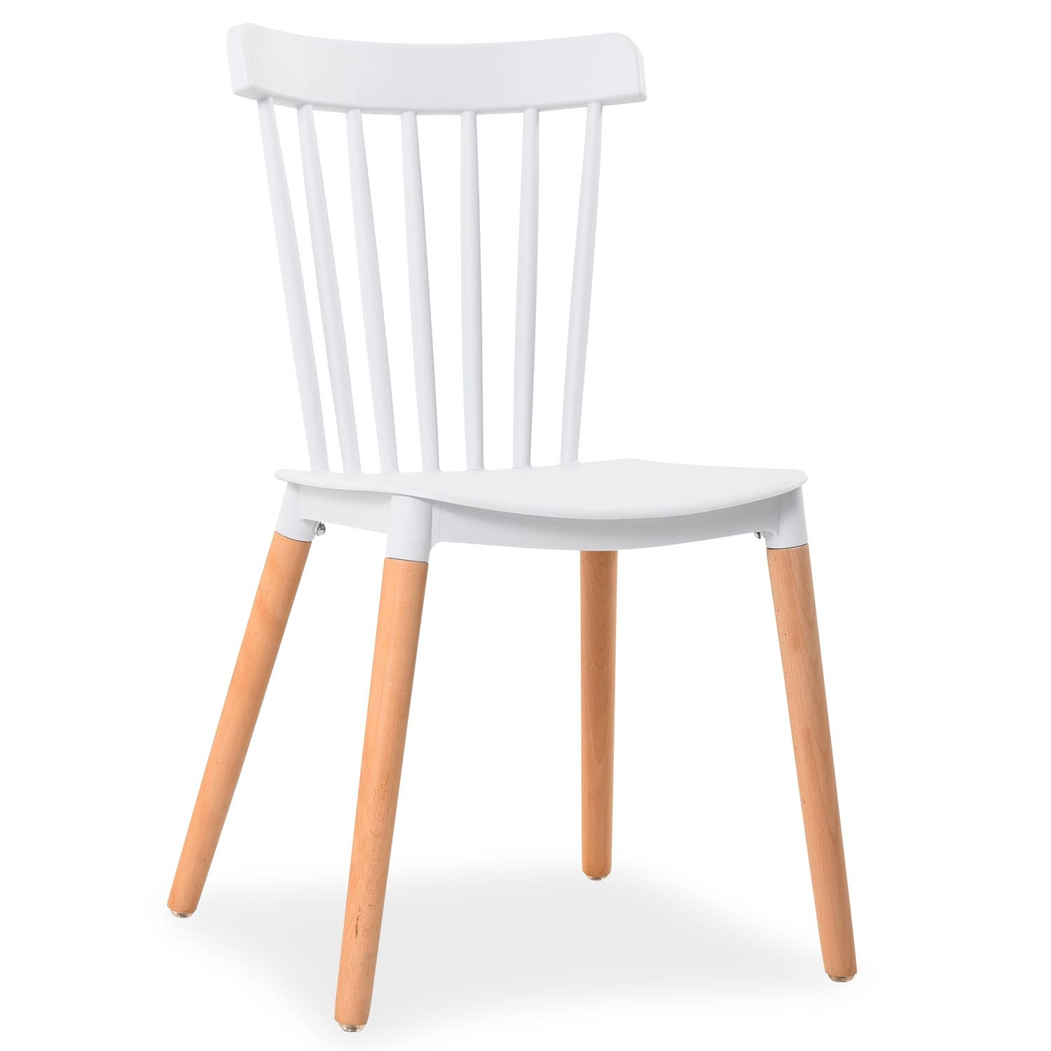Chaise polypropylène blanc pieds bois clair Boop  Lot de 6