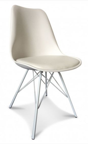 Chaise scandinave assise blanc pieds métal Findy  Lot de 4