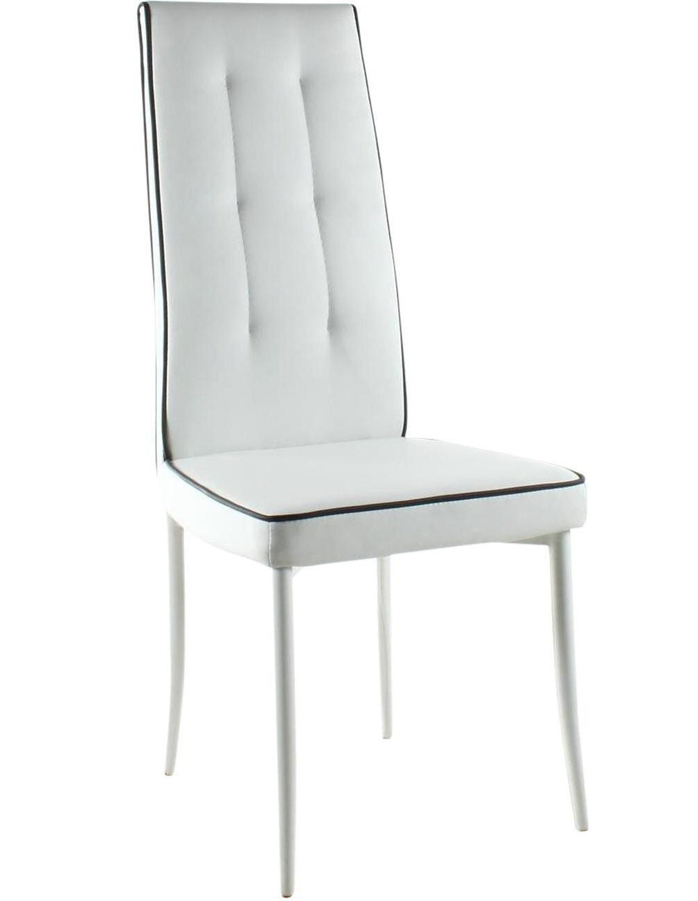 Chaise simili cuir blanc et pieds métal blanc Cheney  Lot de 2