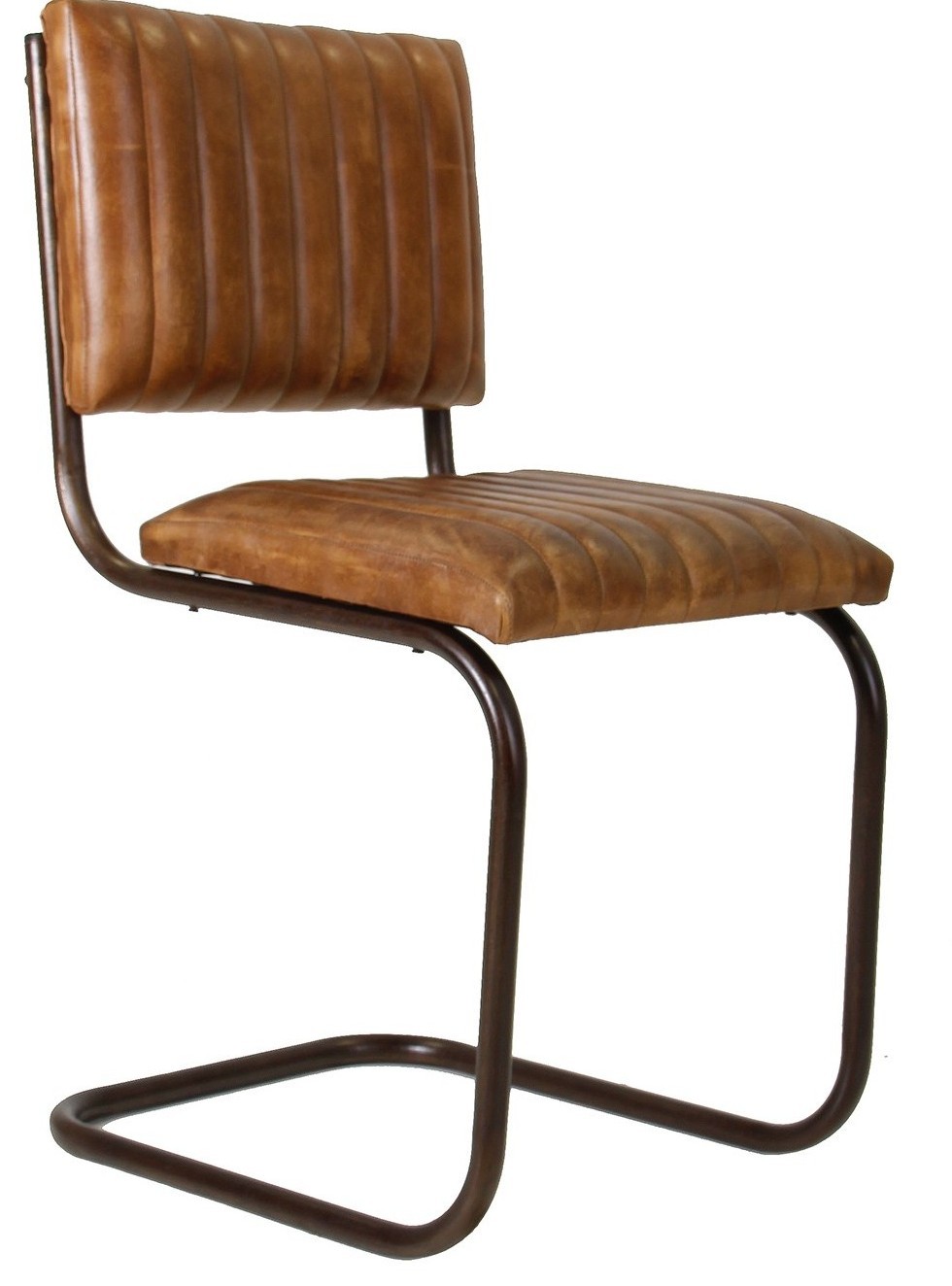 V Home  Chaise vintage fer et cuir marron Manou  LesTendances.fr