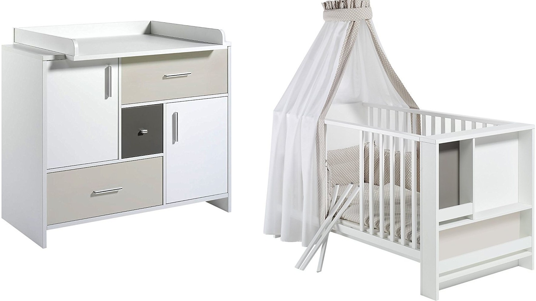 Schardt Chambre Bebe 2 Pieces Bois Blanc Et Beige Candy 70 Lestendances Fr