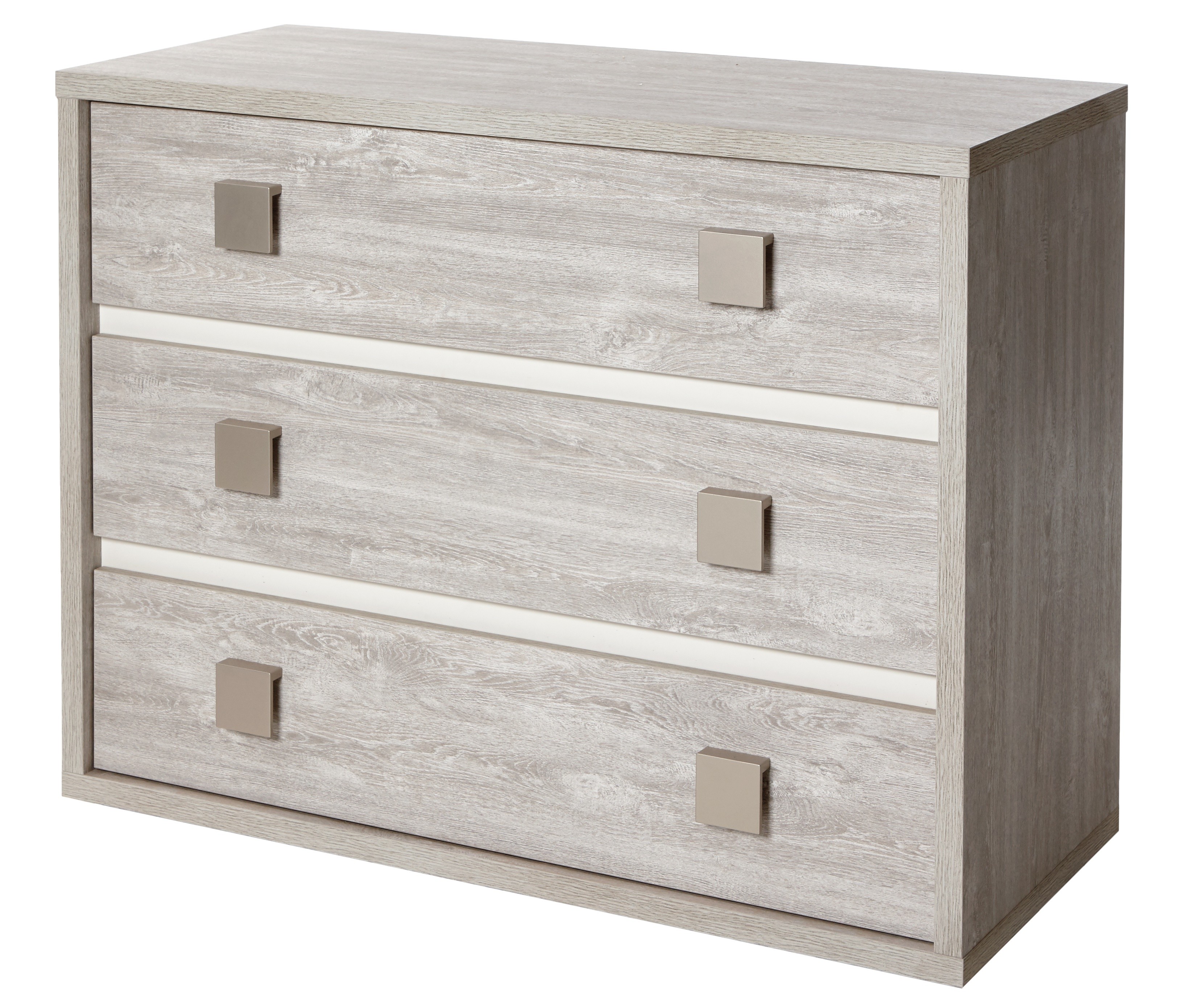 Commode Enfant Moderne 3 Tiroirs Chene Gris Clair Riko Lestendances Fr