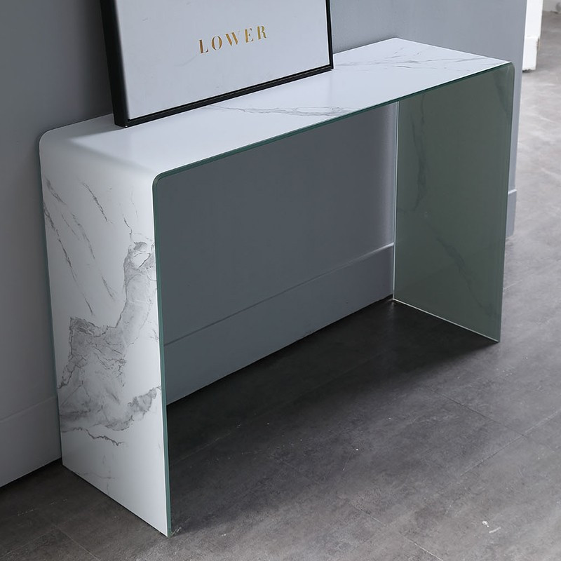 Console verre effet marbre blanc Showa | LesTendances.fr