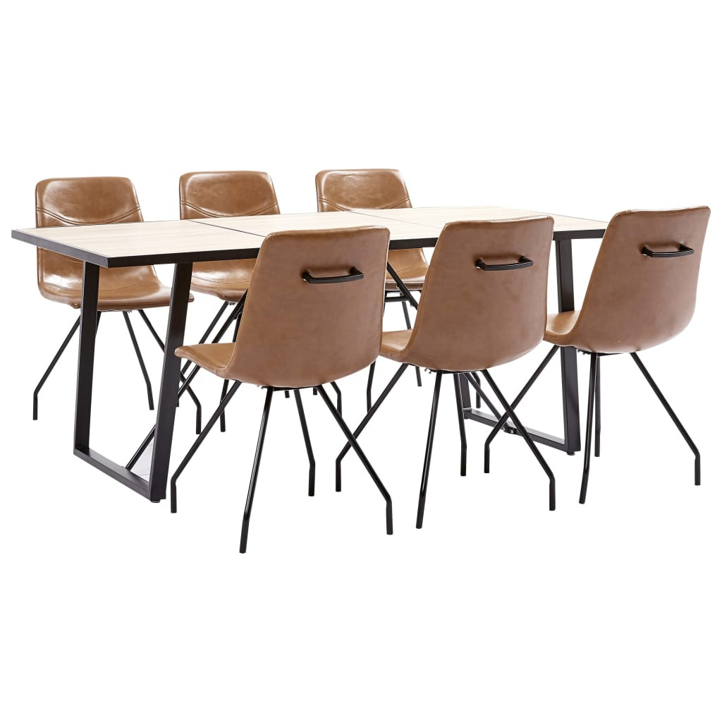 Octane  Ensemble table industriel 180 cm et 6 chaises simili cuir