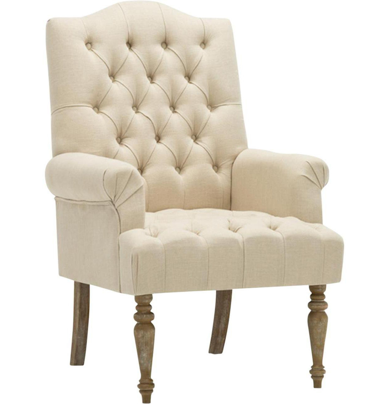 Fauteuil capitonné tissu beige Evermy LesTendances.fr