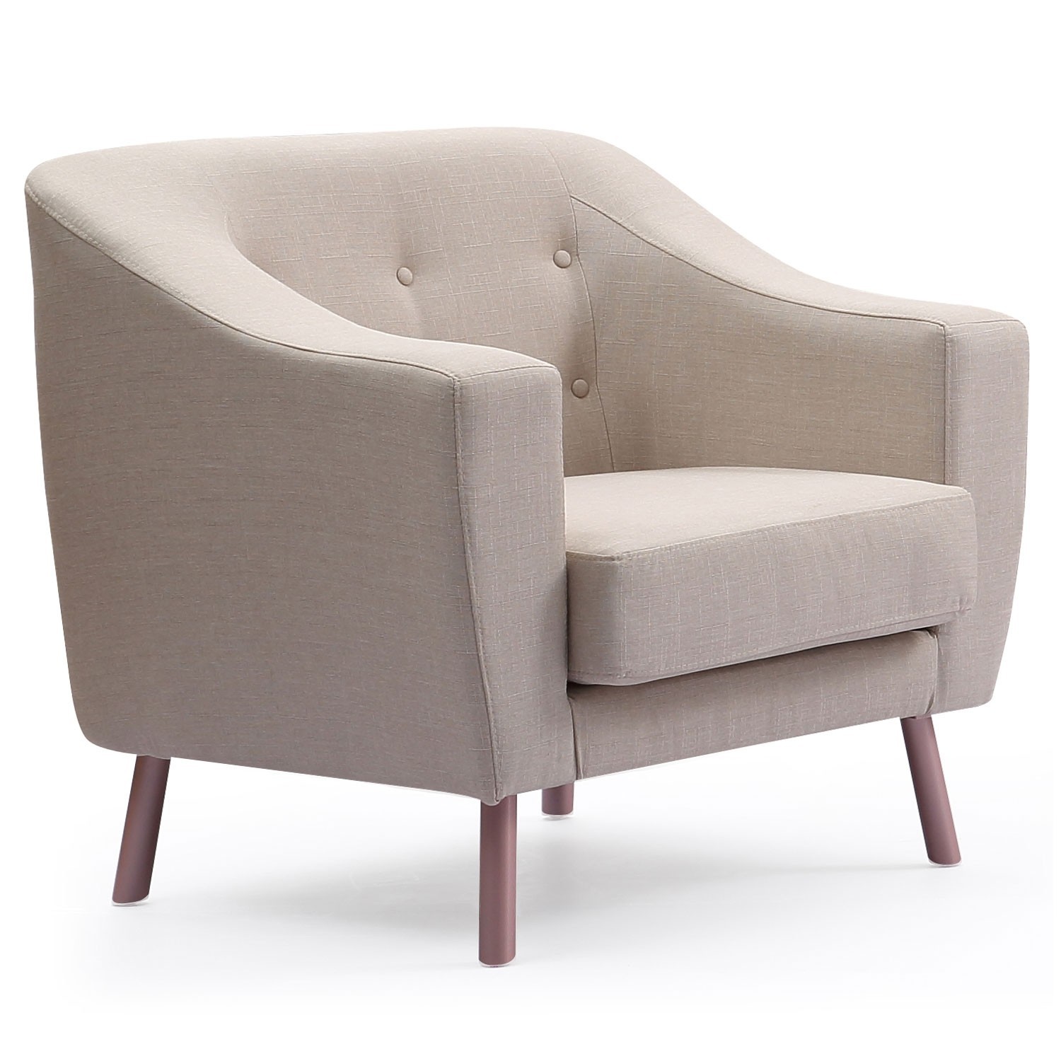 Fauteuil capitonné tissu beige Kopla LesTendances.fr