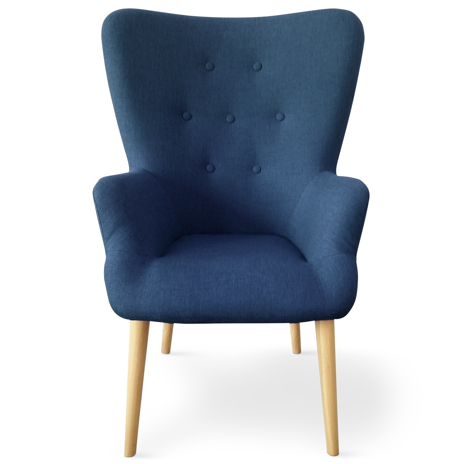 Fauteuil Haut Dossier Style Scandinave Tissu Bleu Praira Lestendances Fr