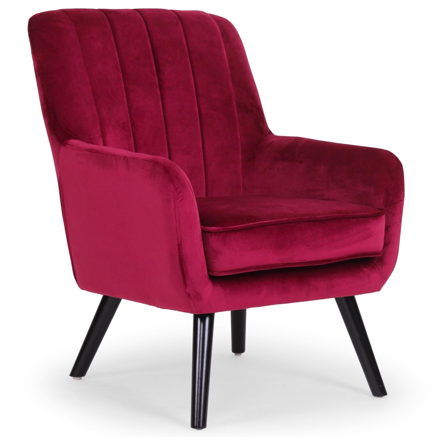 Fauteuil scandinave velours bordeaux Canyon LesTendances.fr