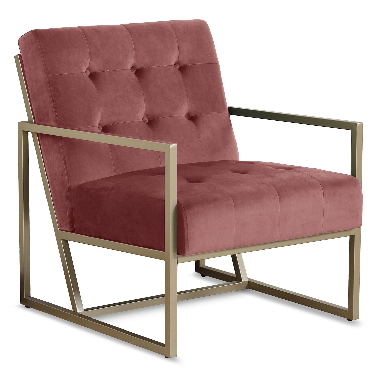 Fauteuil velours rose et metal or Kampa LesTendances.fr