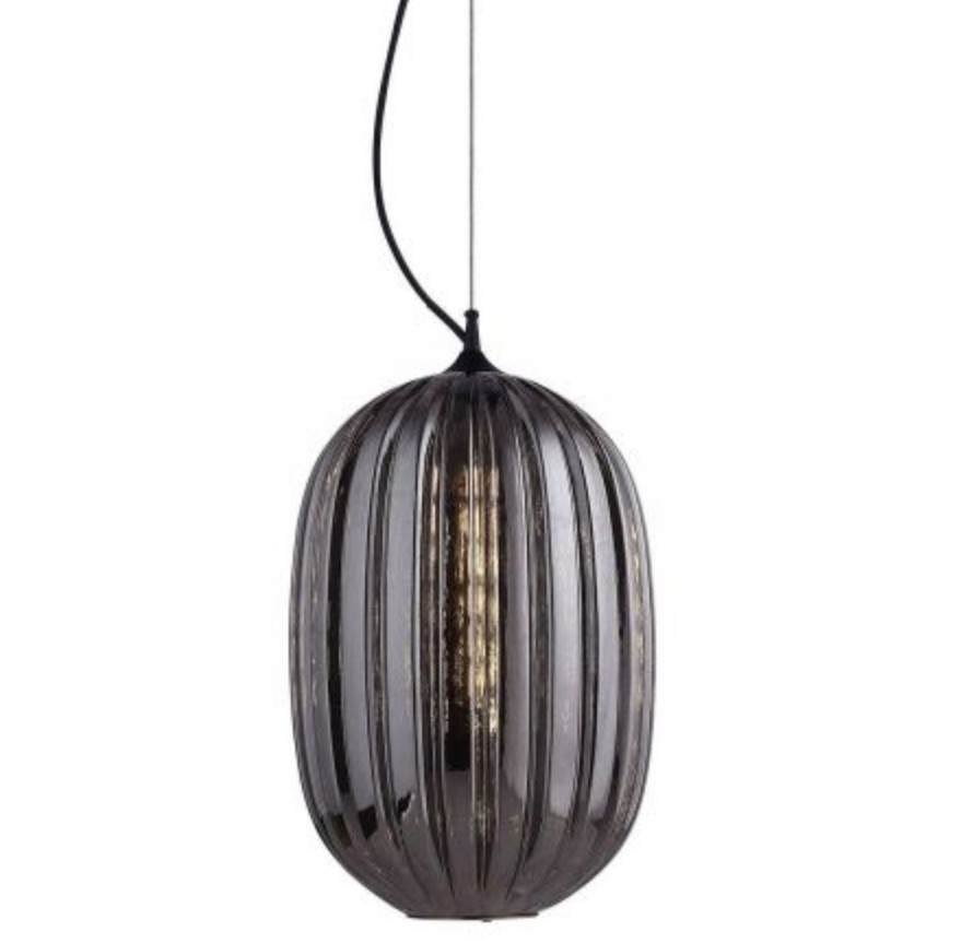 Lampe suspension verre soufflé smoky et métal Tuline LesTendances.fr