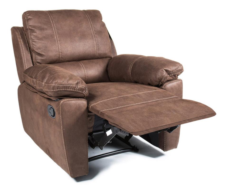 Fauteuil de relaxation Manuel Cuir Marron avec surpiqûre Duck