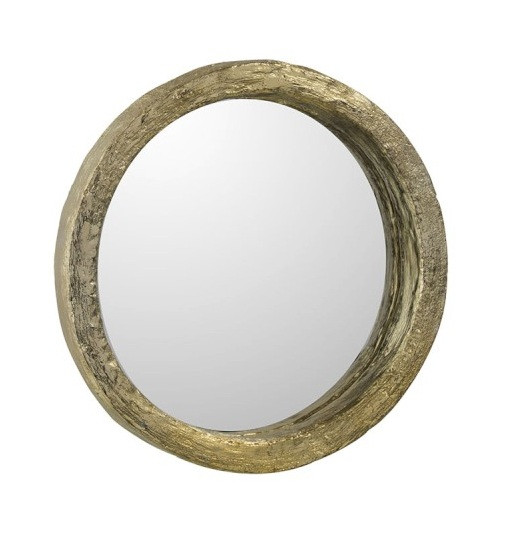 Miroir mural rond résine dorée Narsh 25 cm - Lot de 2 ...