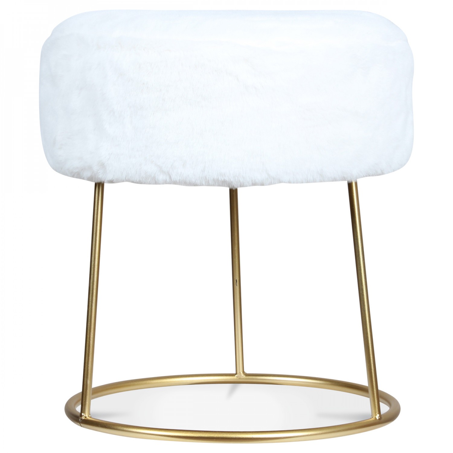 Petit Tabouret Blanc Et Pieds Metal Dore Bony Lestendances Fr