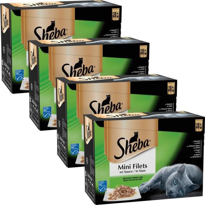 Sheba Mini Filets Sachets Fraicheur En Sauce 4 Varietes Pour Chat 12 X 85 G X4 Lestendances Fr