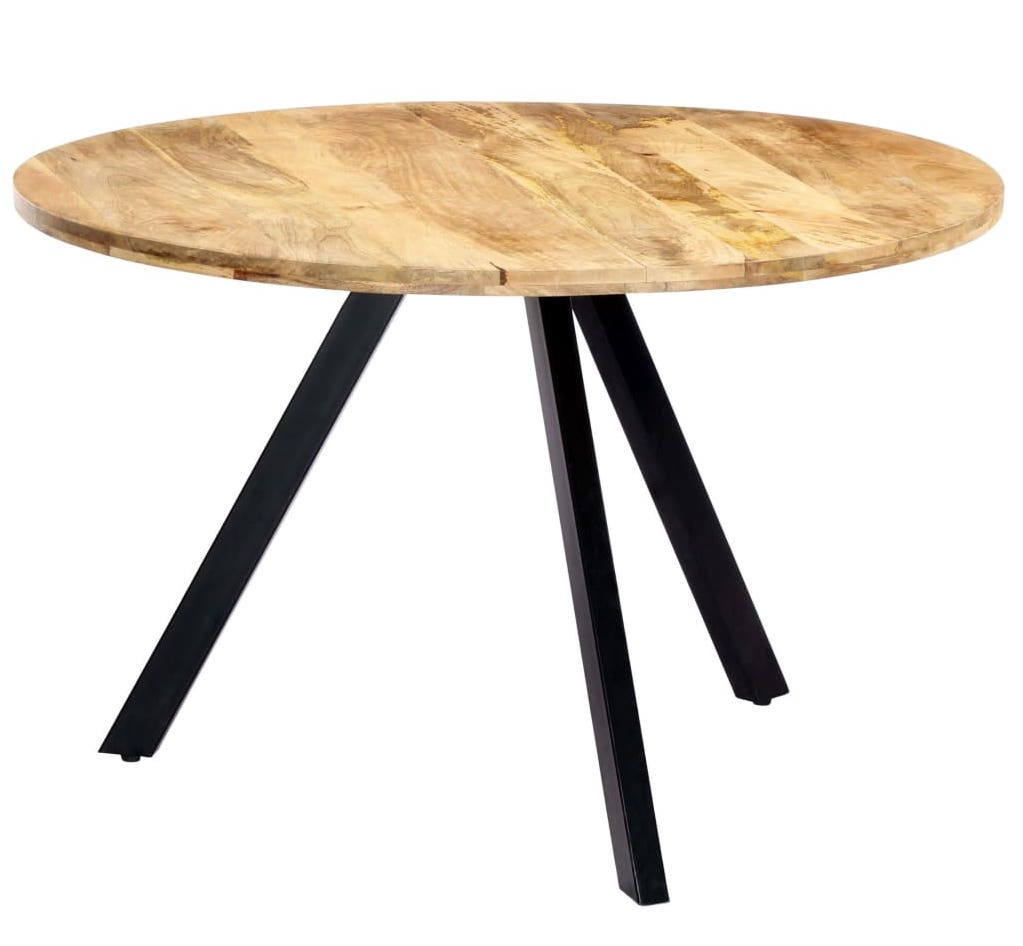 Octane - Table à manger ronde bois de manguier et fer noir Fog 120