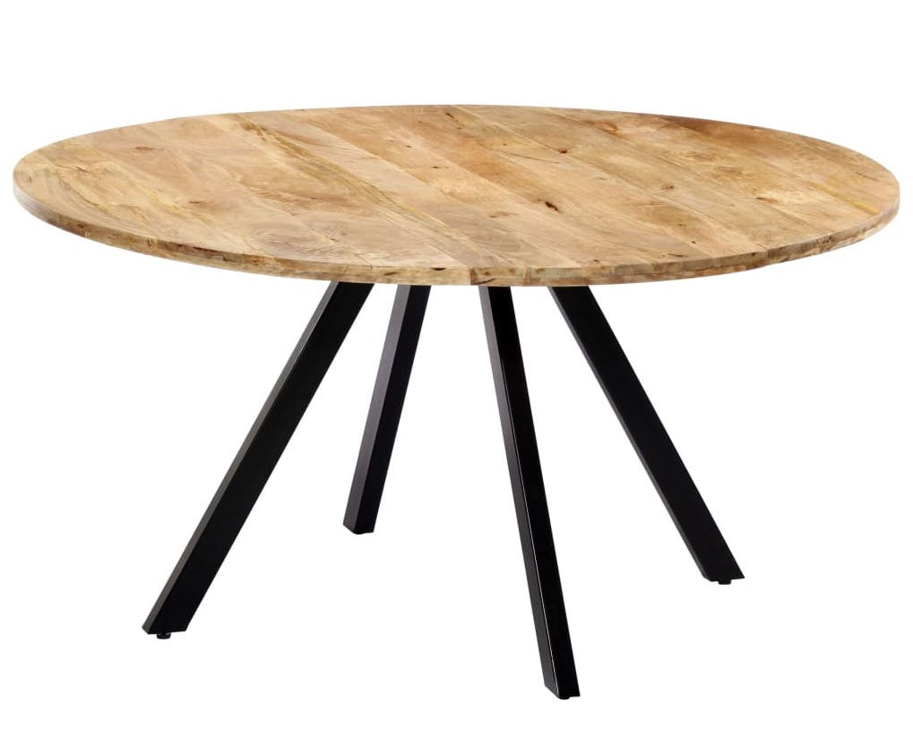 Table à manger ronde bois de manguier et fer noir Fog 150 | LesTendances.fr