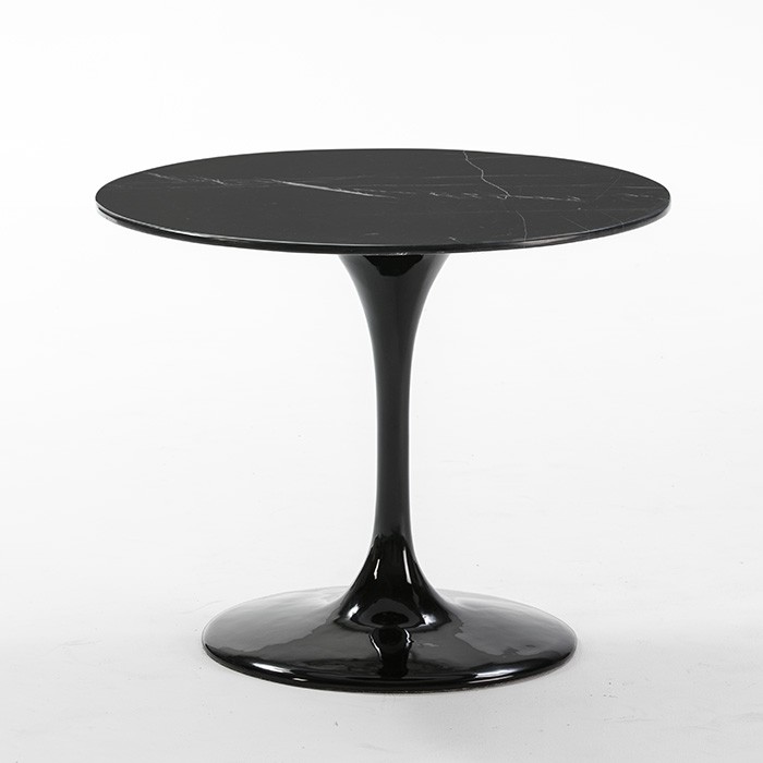 Thai Mobilier - Table à manger ronde marbre noir Ravies D 90 cm