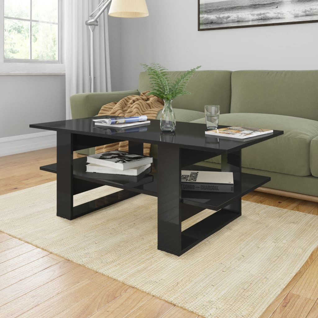 Octane  Table basse Noir brillant 110x55x42 cm Aggloméré  LesTendances.fr