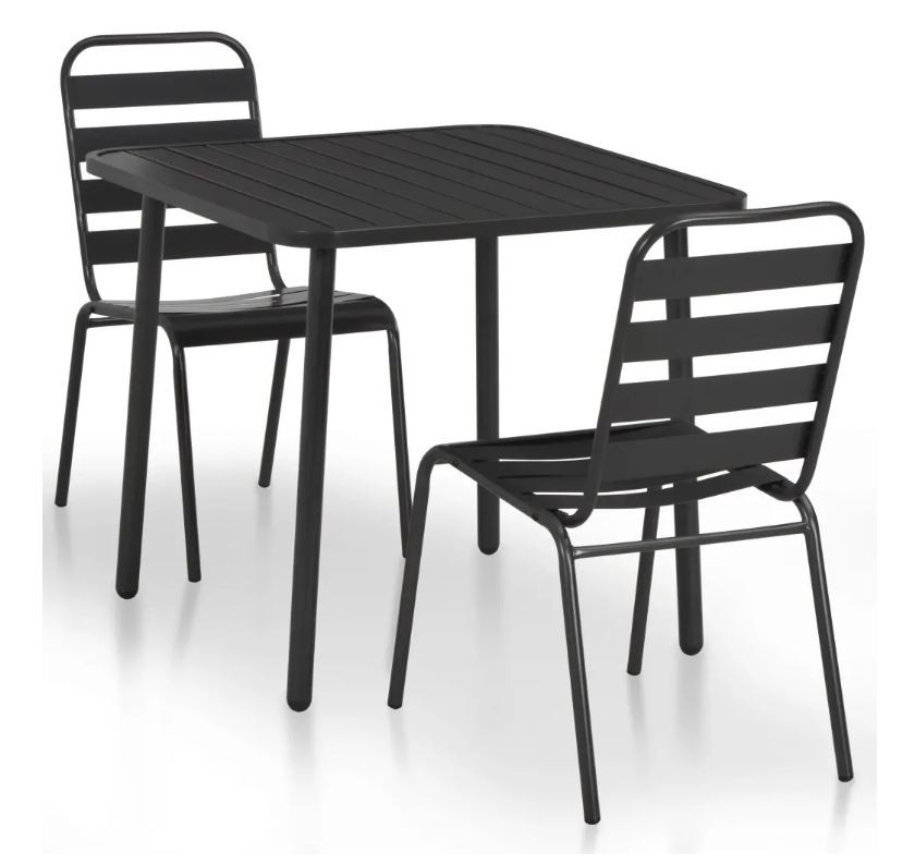 Octane  Table carrée et 2 chaises de jardin métal gris Pretty